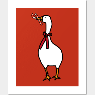 Christmas Gamer Goose with Candy Cane Posters and Art